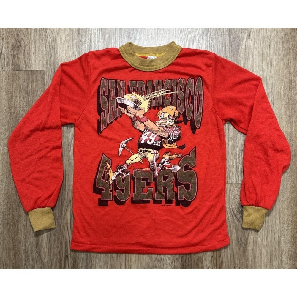 Vintage 1993 NFL San Francisco 49ers Kids Pajamas‎ Shirt Size 12-14